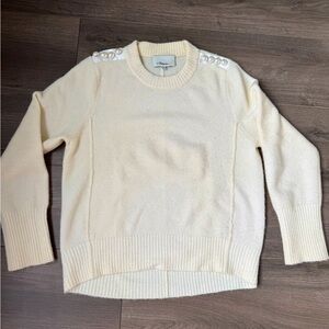 3.1 Phillip Lim Ivory Sweater with Shoulder Pearls